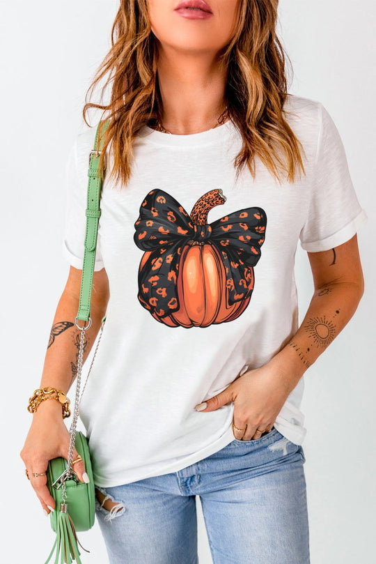 Bowknot Halloween Pumpkin T Shirt - Klazzi Fashion Boutique