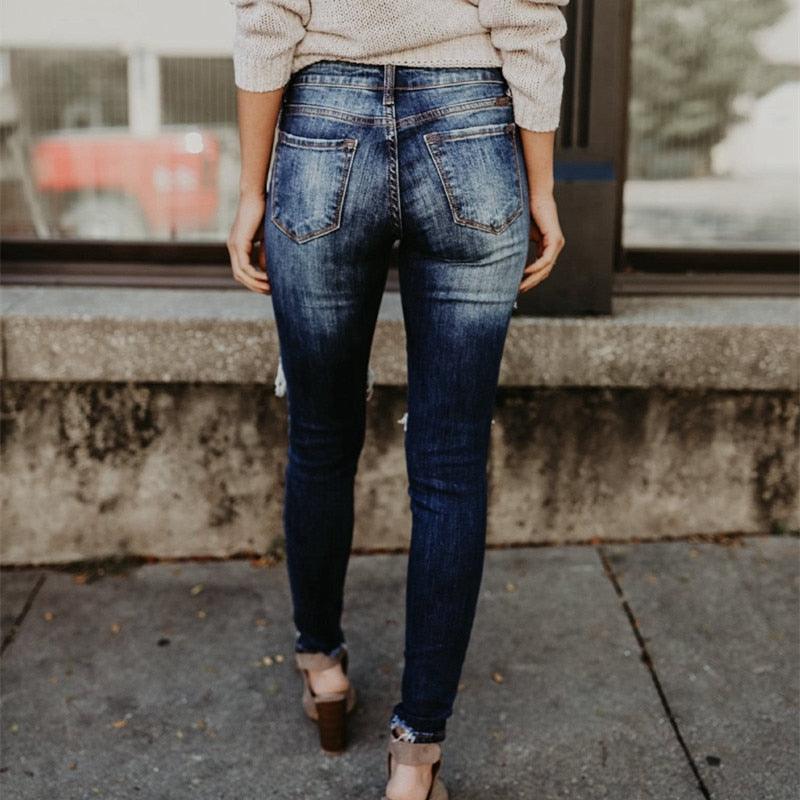 Boyfriend Holey Distressed Skinny Jean - Klazzi Fashion Boutique