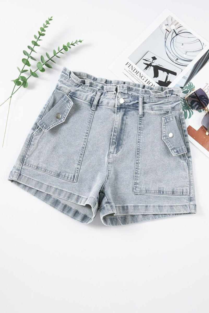 Brenda Ruffled High Waist Denim Shorts - Klazzi Fashion Boutique