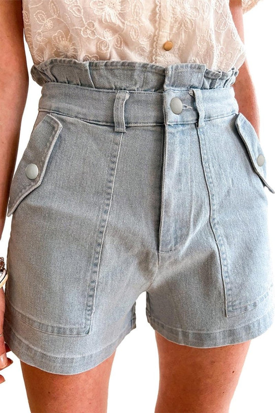 Brenda Ruffled High Waist Denim Shorts - Klazzi Fashion Boutique