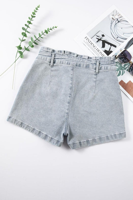 Brenda Ruffled High Waist Denim Shorts - Klazzi Fashion Boutique