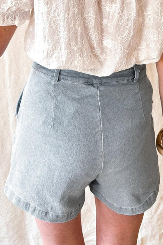 Brenda Ruffled High Waist Denim Shorts - Klazzi Fashion Boutique