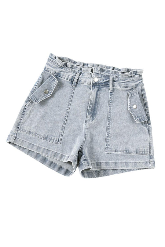 Brenda Ruffled High Waist Denim Shorts - Klazzi Fashion Boutique