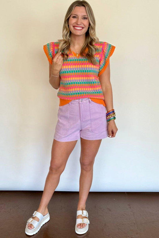 Bright Multicolor Knitted Sweater Top - Klazzi Fashion Boutique