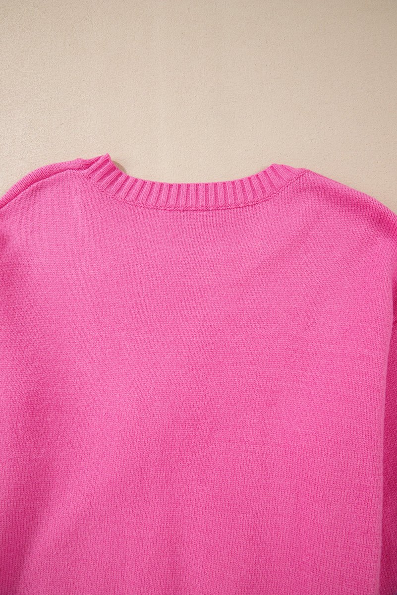 Bright Pink Corduroy Big Bow Casual Sweater - Klazzi Fashion Boutique