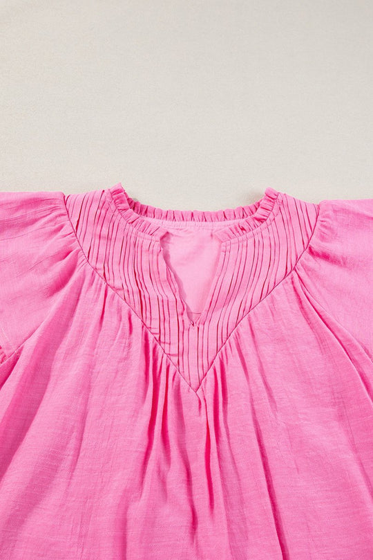 Bright Pink Flutter Gauze Blouse - Klazzi Fashion Boutique