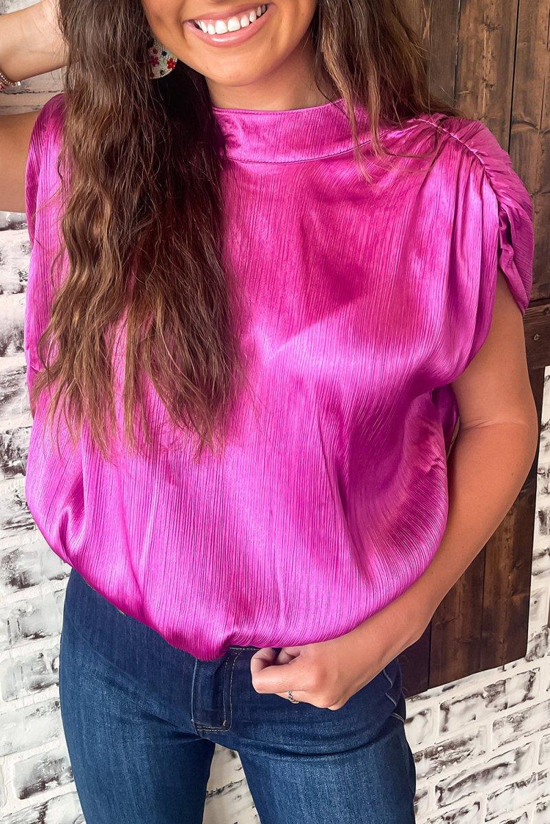 Bright Pink Knotted Backless Blouse - Klazzi Fashion Boutique