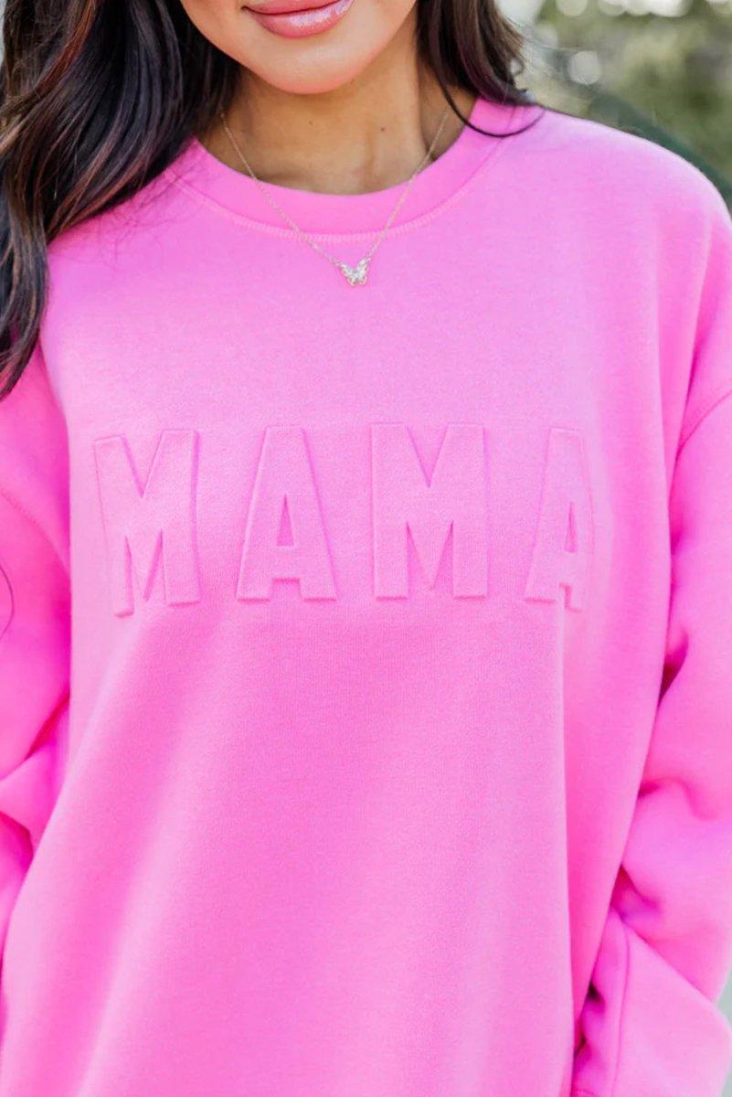 Bright Pink "MAMA" Casual Sweatshirt - Klazzi Fashion Boutique