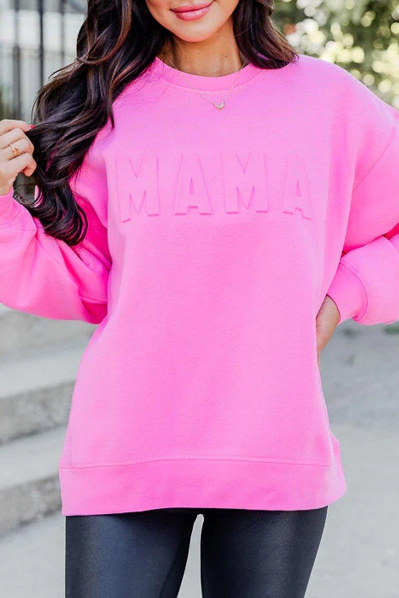 Bright Pink "MAMA" Casual Sweatshirt - Klazzi Fashion Boutique