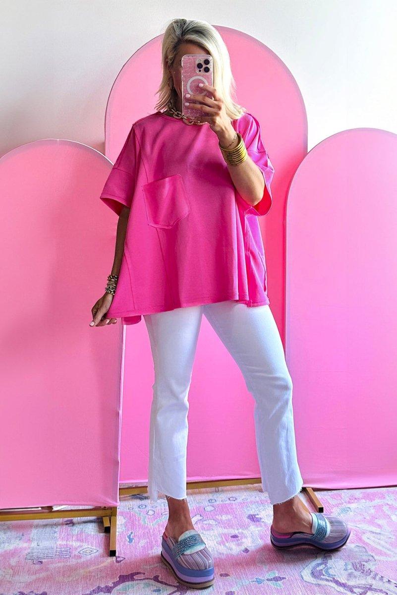 Bright Pink Oversize T-shirt - Klazzi Fashion Boutique