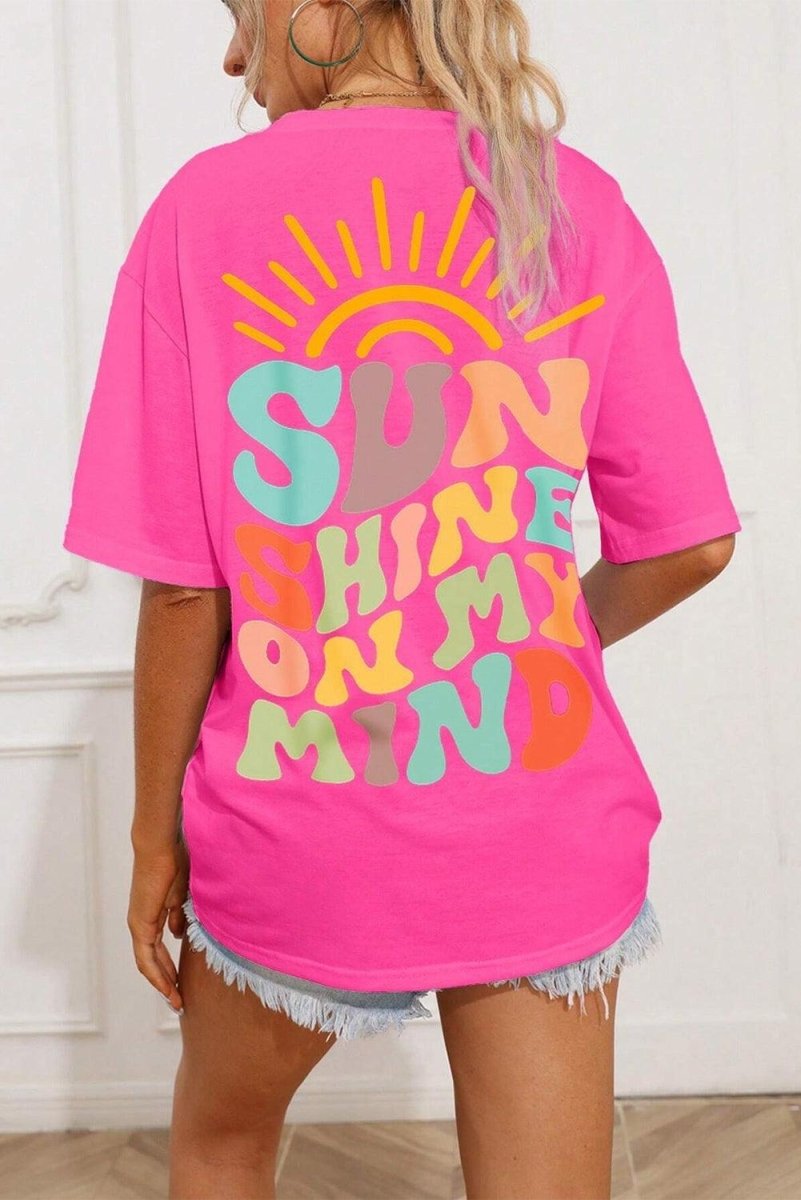 Bright Pink "SUNSHINE ON MY MIND" Graphic Shirt - Klazzi Fashion Boutique