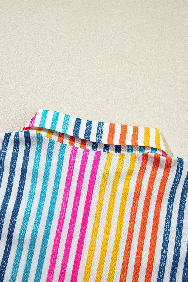 Bright Stripe Multicolor Loose Shirt - Klazzi Fashion Boutique