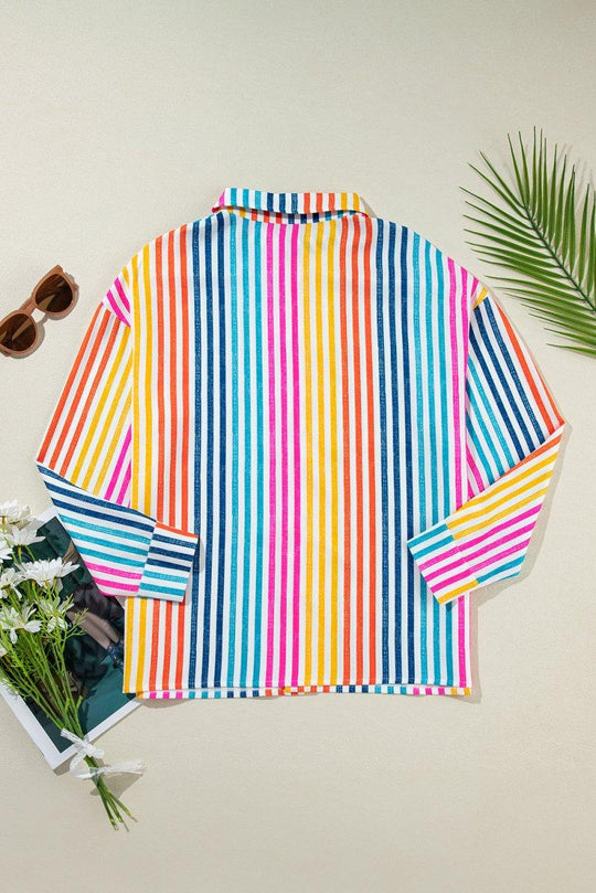 Bright Stripe Multicolor Loose Shirt - Klazzi Fashion Boutique