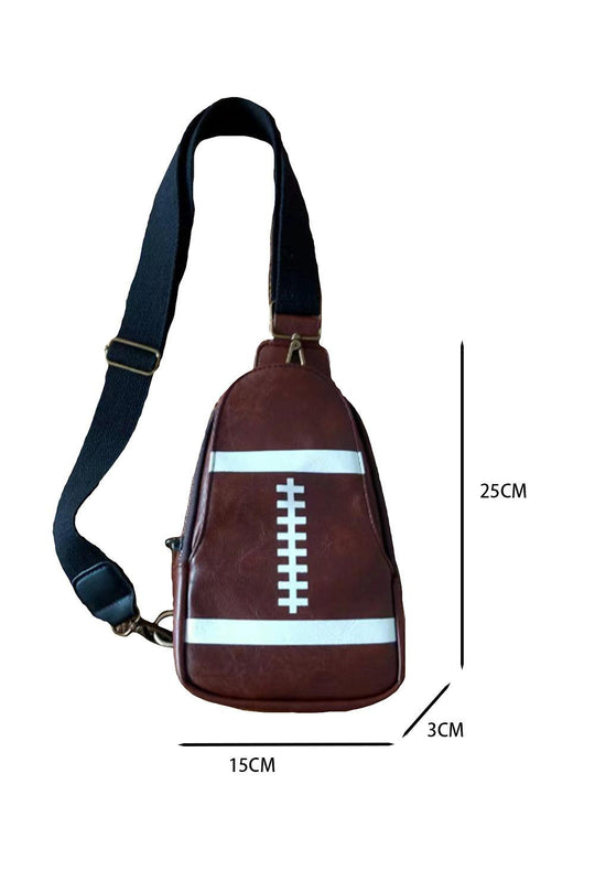 Brown Rugby PU Mini Crossbody Bag - Klazzi Fashion Boutique