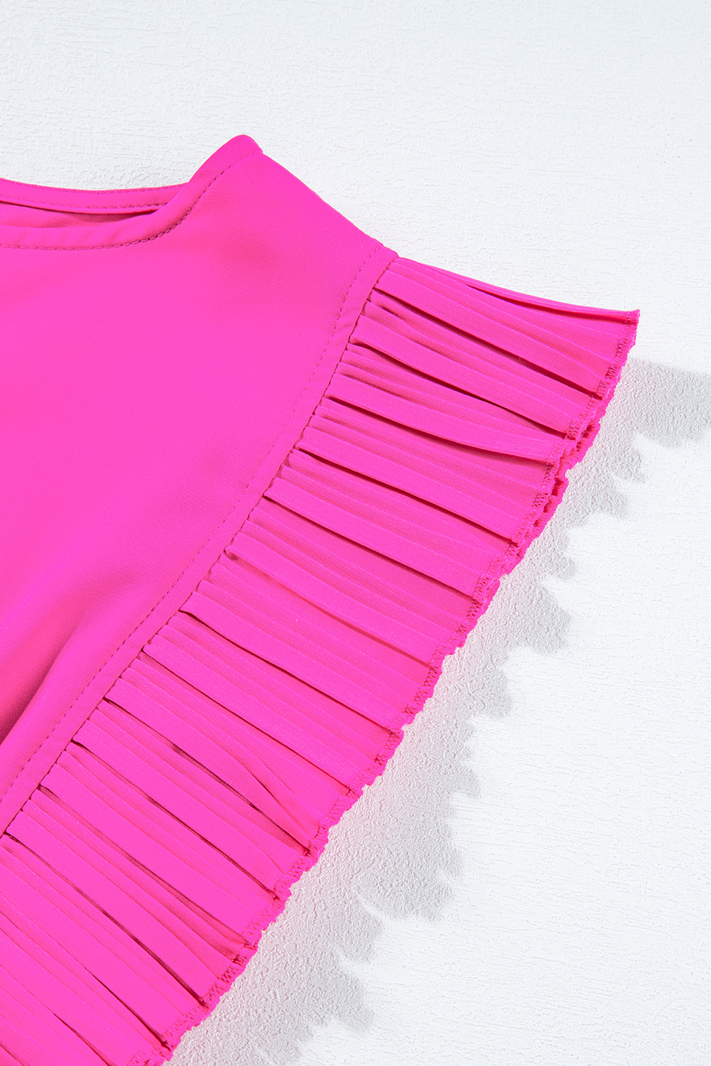 Kendall Pleated Bright Pink Layered Flutter Mini Dress - Klazzi Fashion Boutique