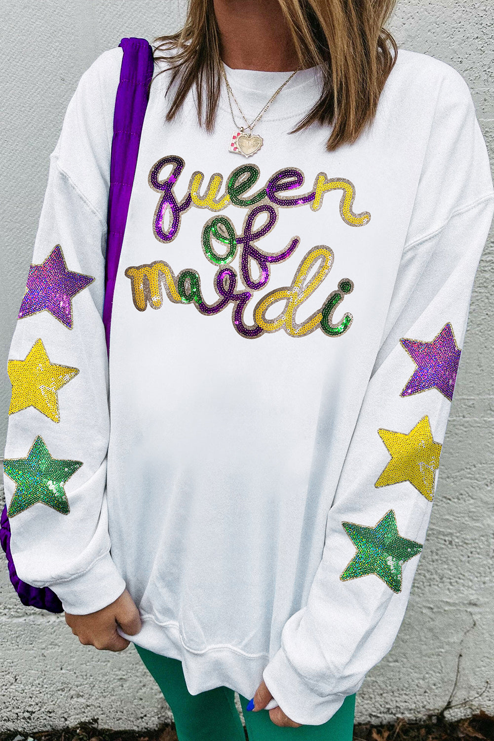 Mardi Gras "Queen of Party" Graphic Sweatshirt