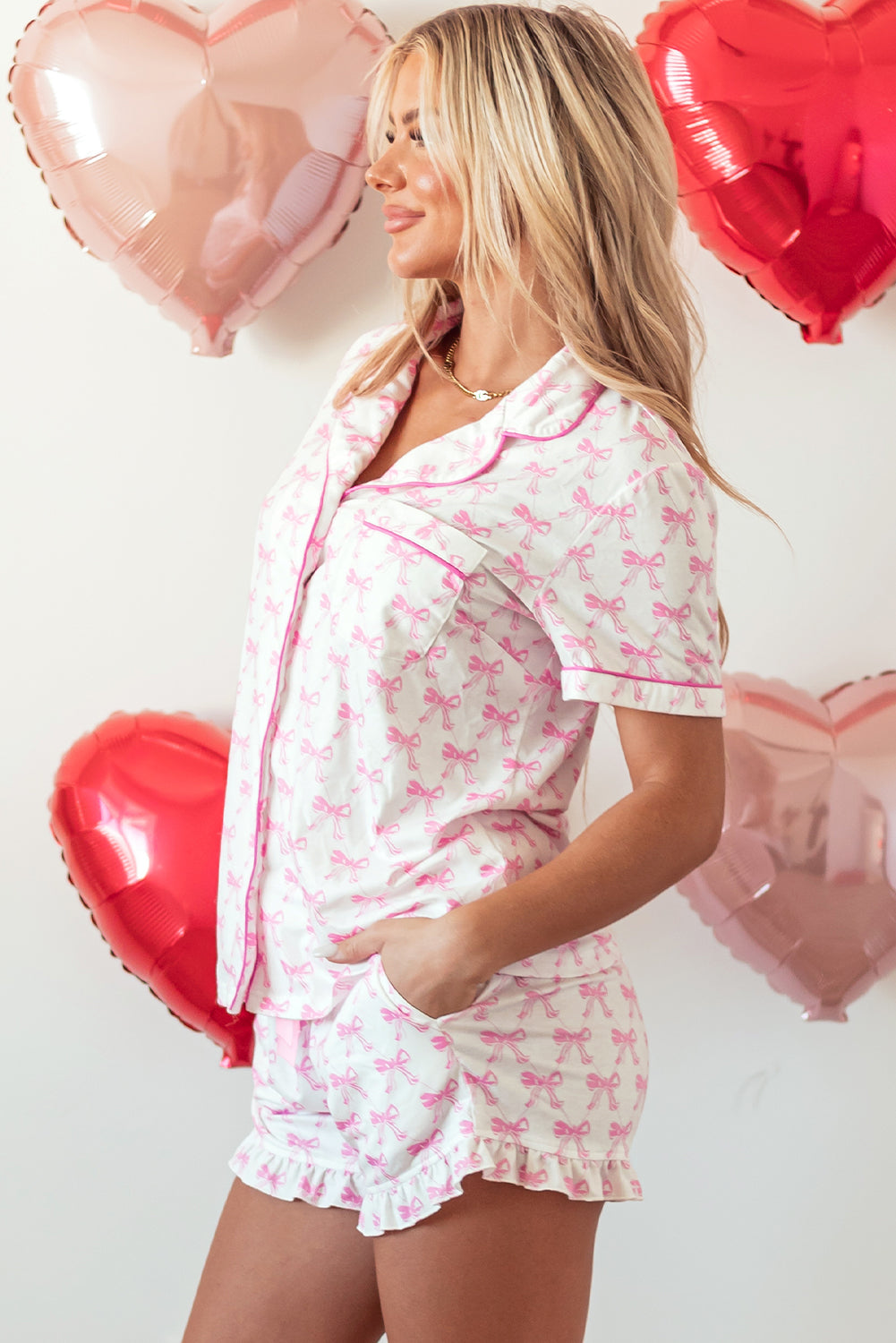  Ruffled Cozy Short Pajama Set