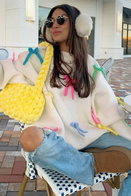 Bright Colorful Bow Knot Oversized Sweater