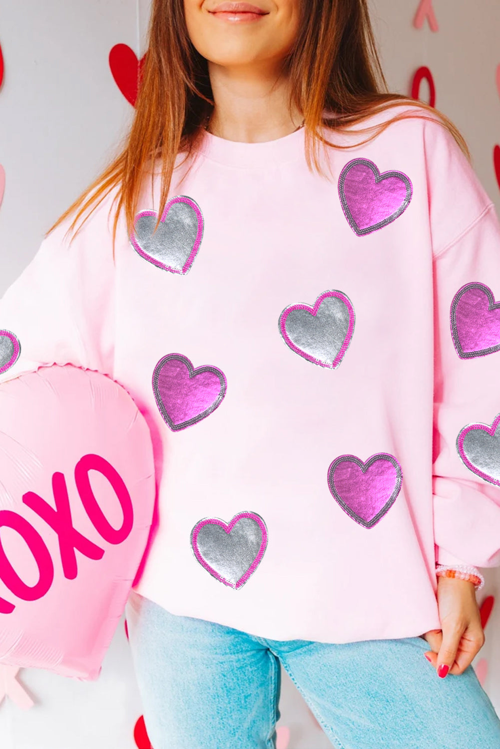 Pink Valentines Hearts Sweatshirt