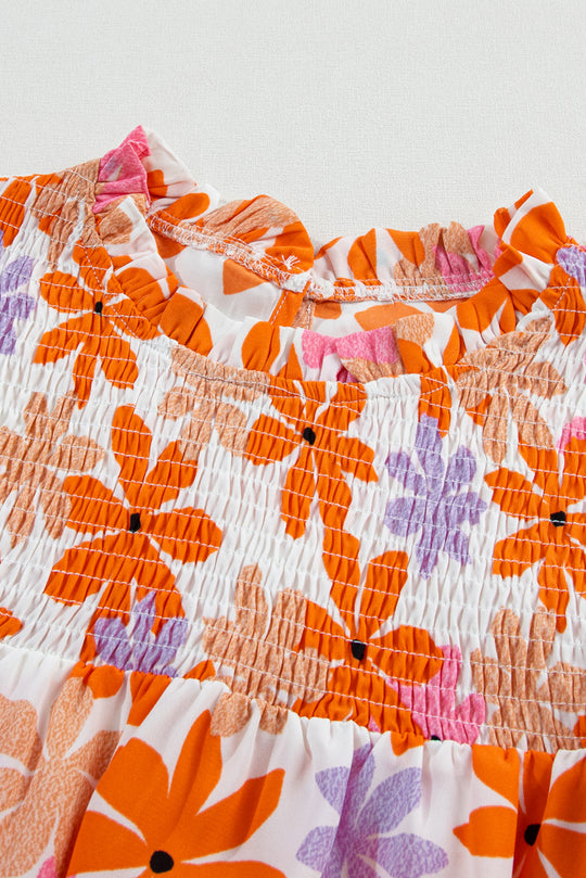 Nya Ruffled Orange and Pink Floral Top