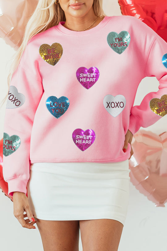 Sequin Love Hearts Valentines Sweatshirt