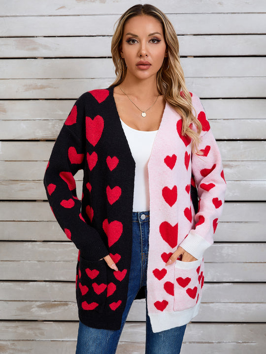 Love Hearts Valentine Long Sleeve Cardigan