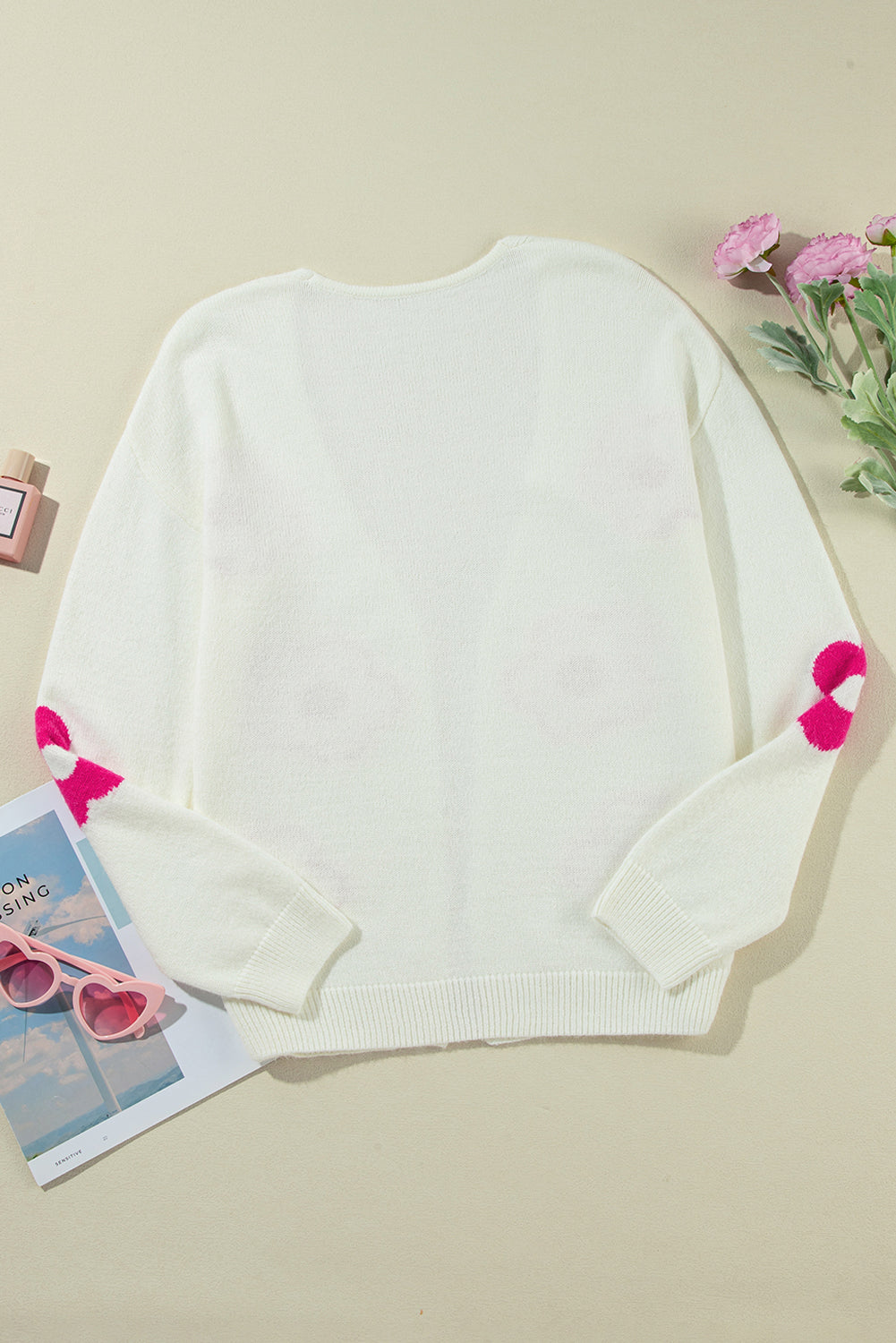 Cream Rose Flower Pattern Cardigan