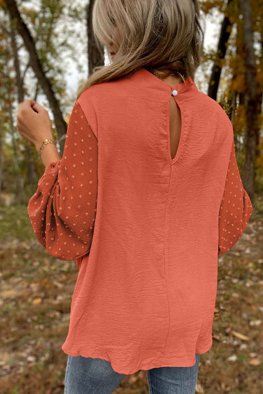 Lauren Swiss Dot Balloon Sleeve Loose Blouse