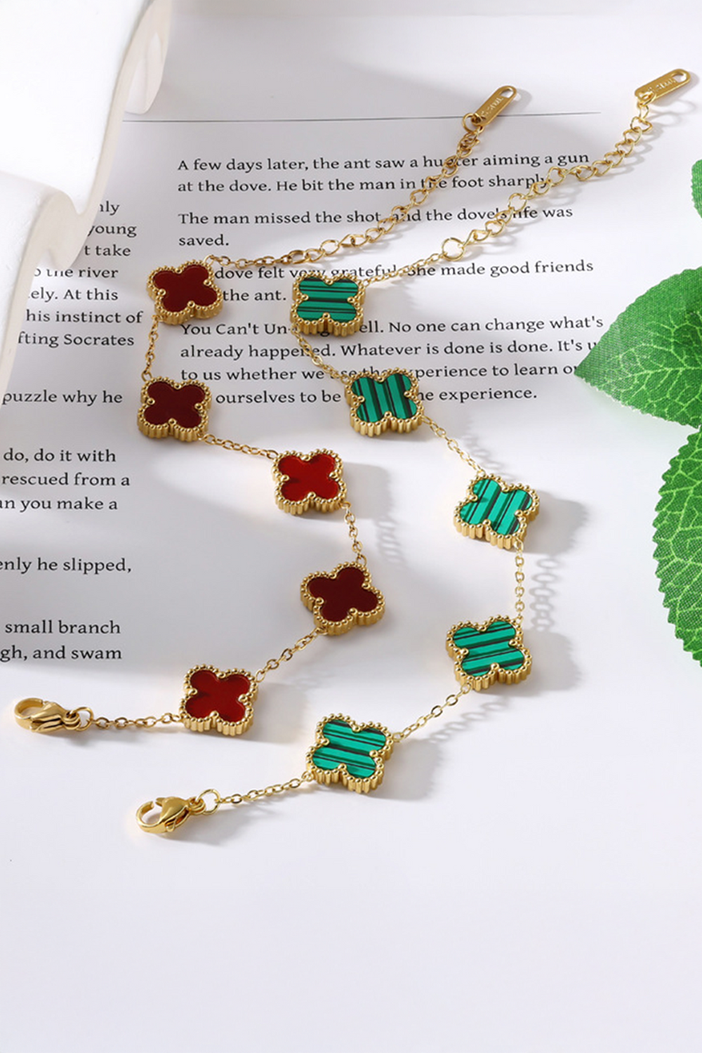 Four Leaf Clover Gold Chain Bracelet