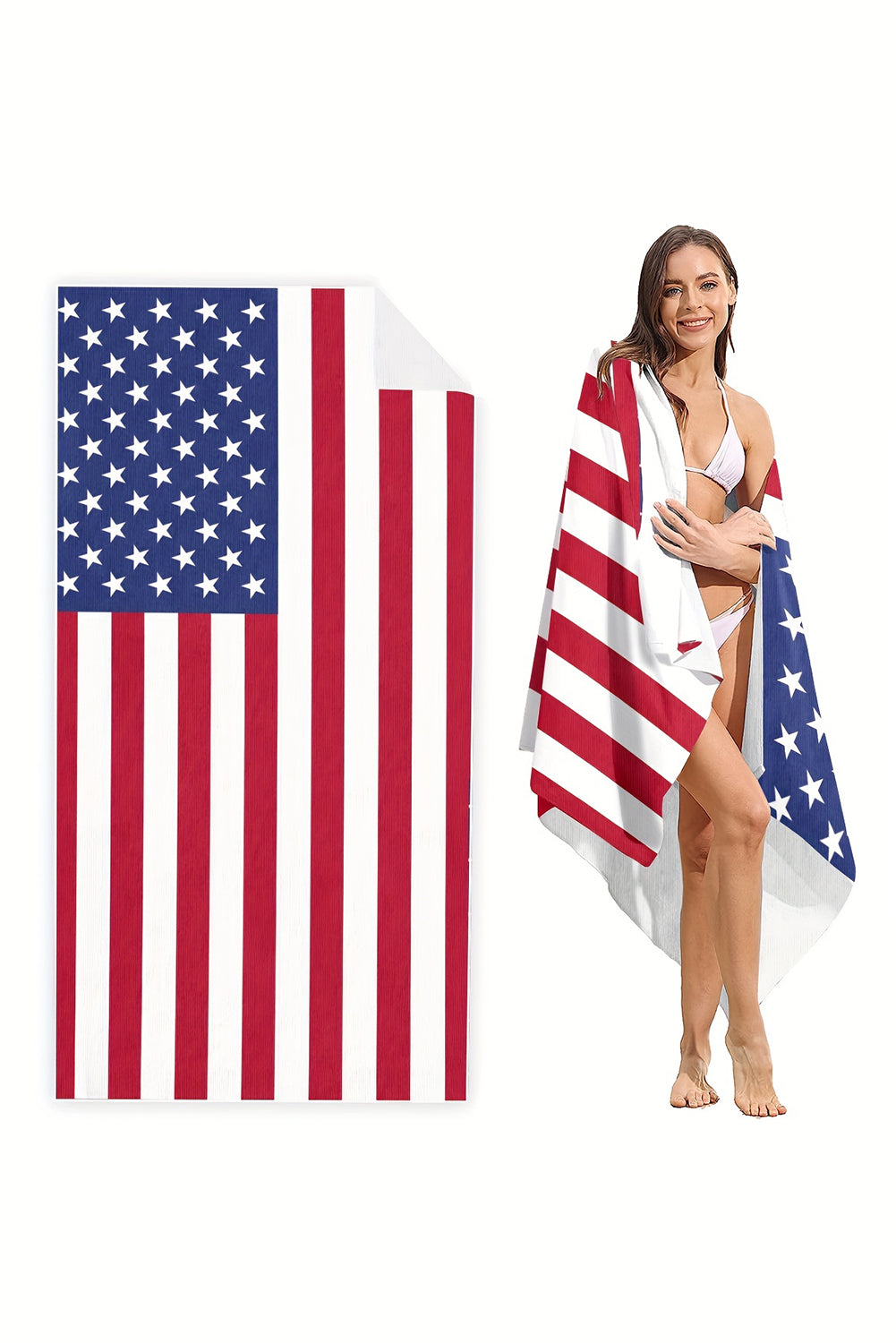 Red Hot Independent Day Flag Beach Towel