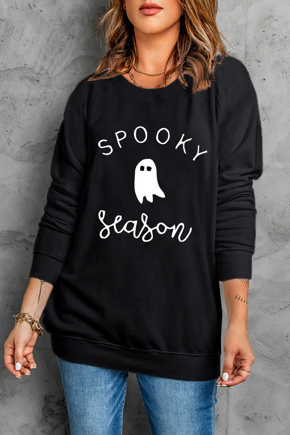  "SPOOKY" Season Ghost Graphic Sweatshirt