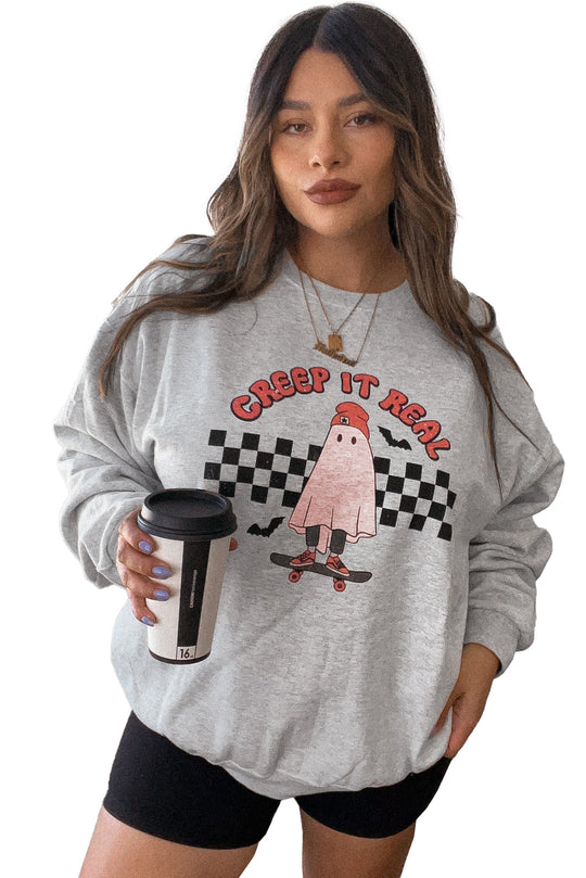 Halloween Ghost "Creep It Real" Plus Size Sweatshirt