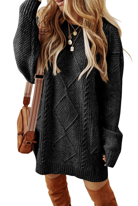 Cassidy Knit Loose Fit Sweater Dress - Klazzi Fashion Boutique