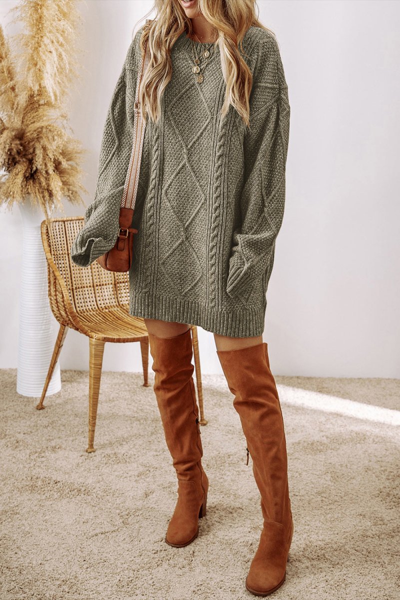 Cassidy Knit Loose Fit Sweater Dress - Klazzi Fashion Boutique