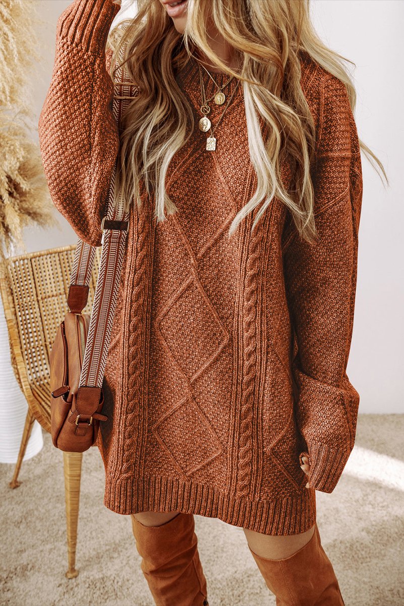 Cassidy Knit Loose Fit Sweater Dress - Klazzi Fashion Boutique