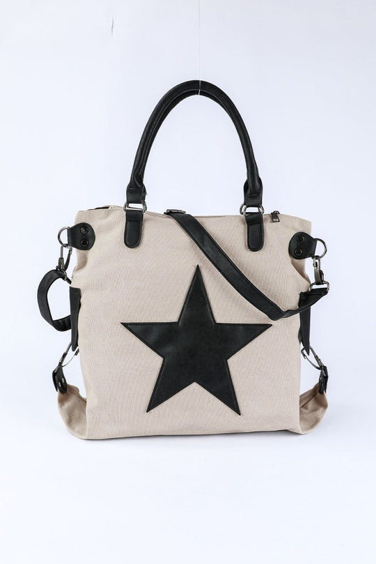 Casual Beige Star Canvas Bag - Klazzi Fashion Boutique