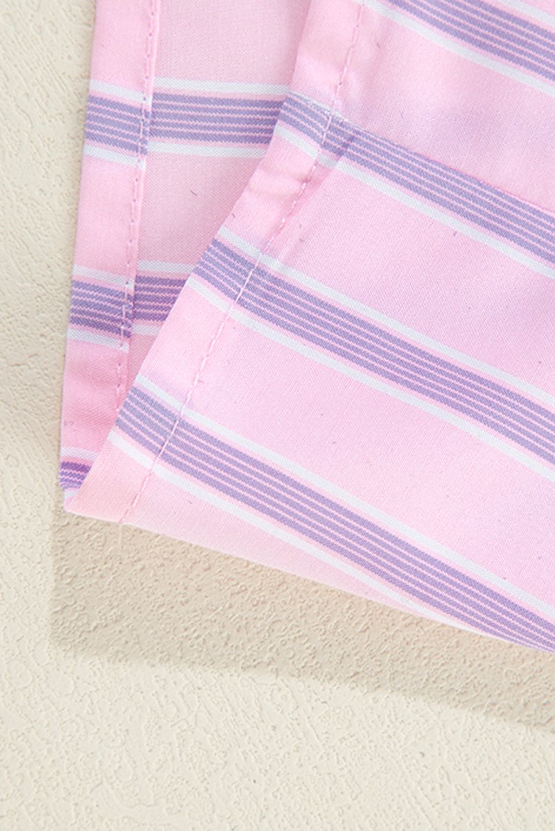 Casual Pink and Lilac Stripe Collared Shirt - Klazzi Fashion Boutique