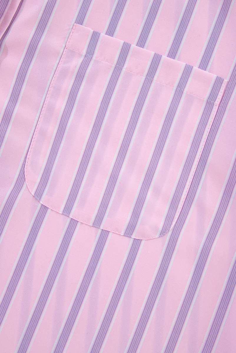 Casual Pink and Lilac Stripe Collared Shirt - Klazzi Fashion Boutique