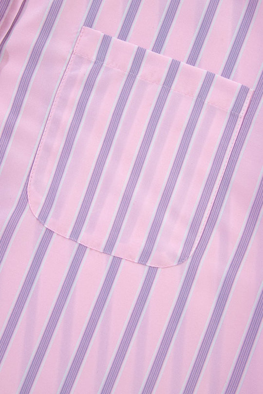 Casual Pink and Lilac Stripe Collared Shirt - Klazzi Fashion Boutique