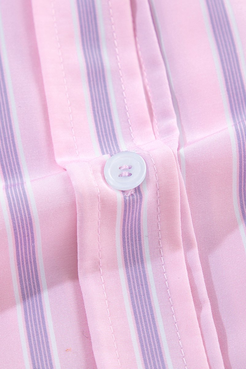 Casual Pink and Lilac Stripe Collared Shirt - Klazzi Fashion Boutique