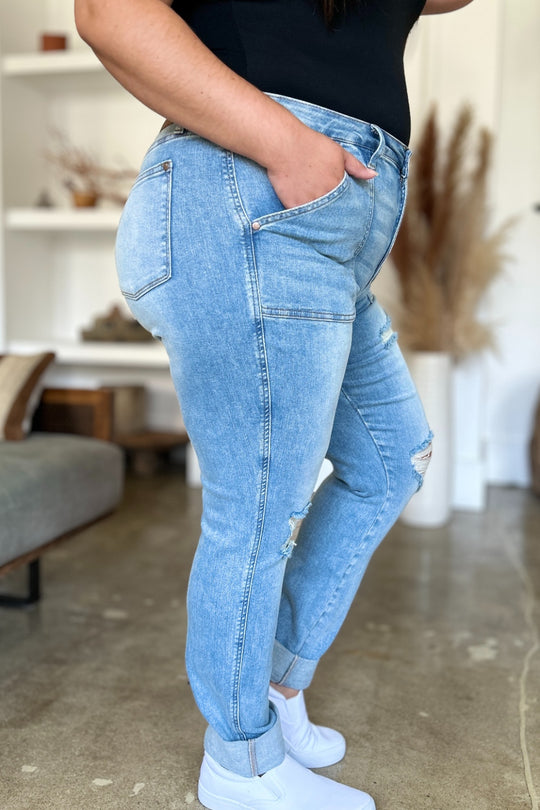 Distressed Judy Blue Straight Leg Jeans