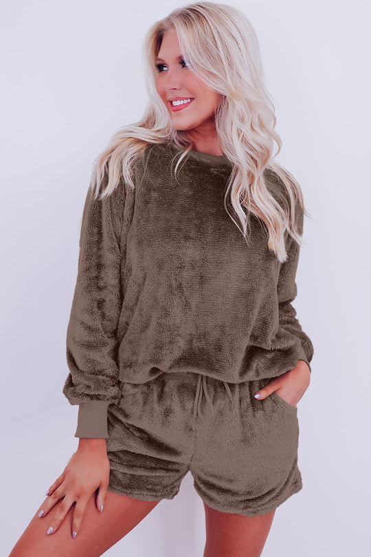 Fleece Coffee Two Piece Lounge Set