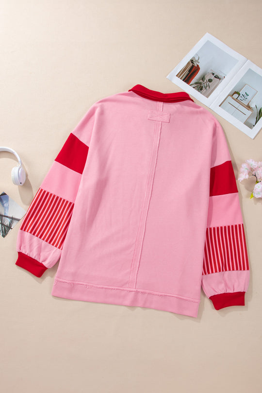 Striped Candy Cane Valentine Pink Plus Size Sweatshirt