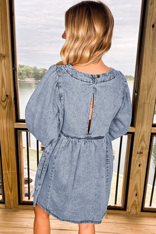 High Waist Loose Fit Denim Mini Dress