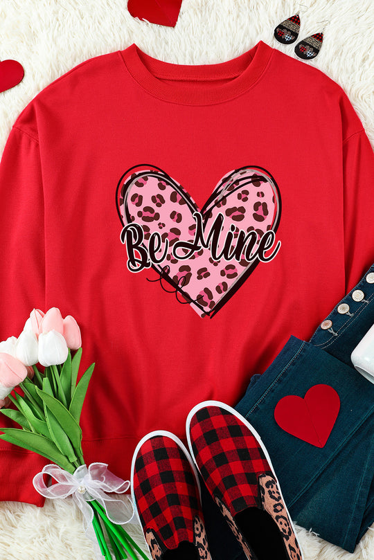 Valentine "Be Mine" Leopard Heart Sweatshirt