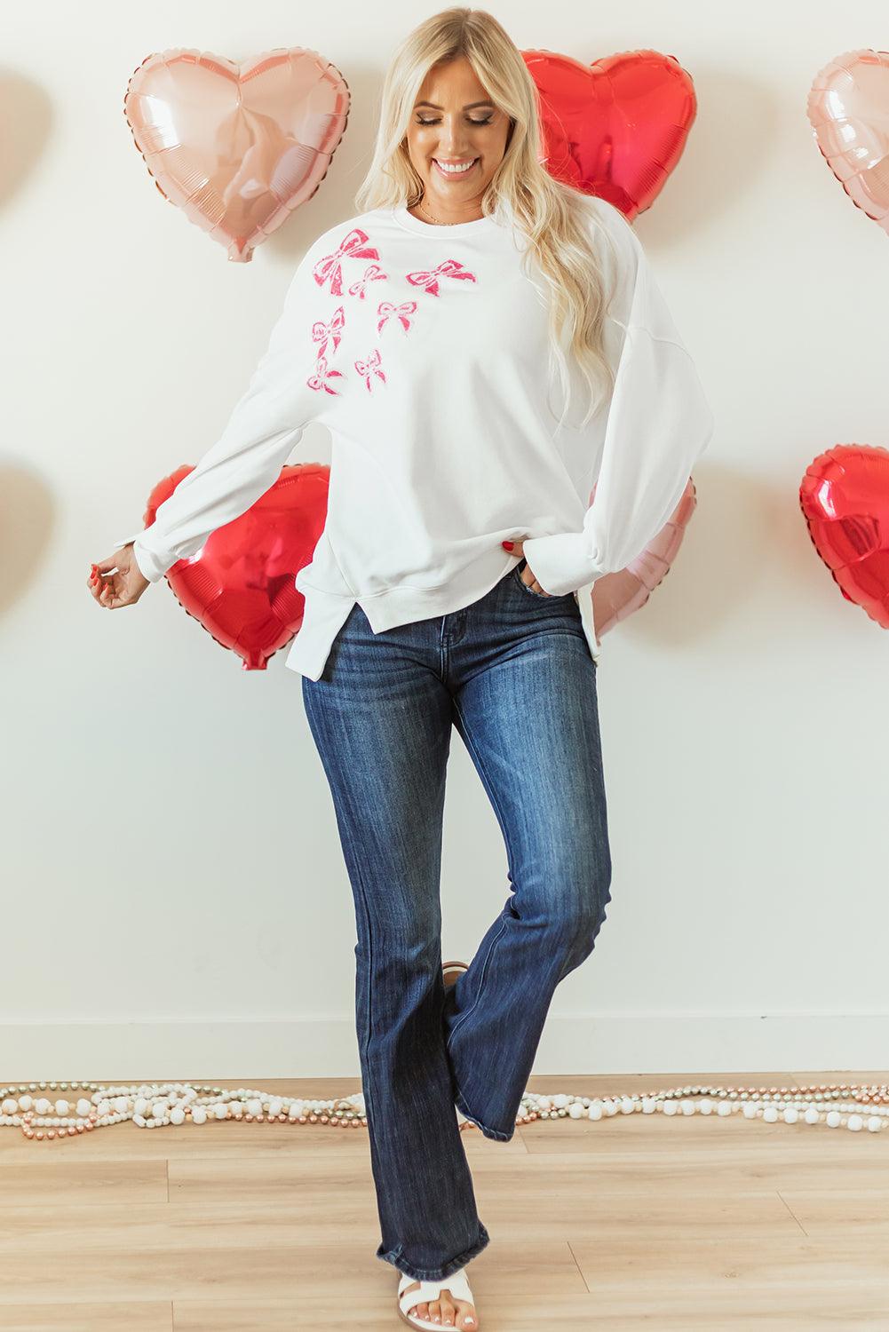 Sequin Designer Bows Oversize Sweatshirt