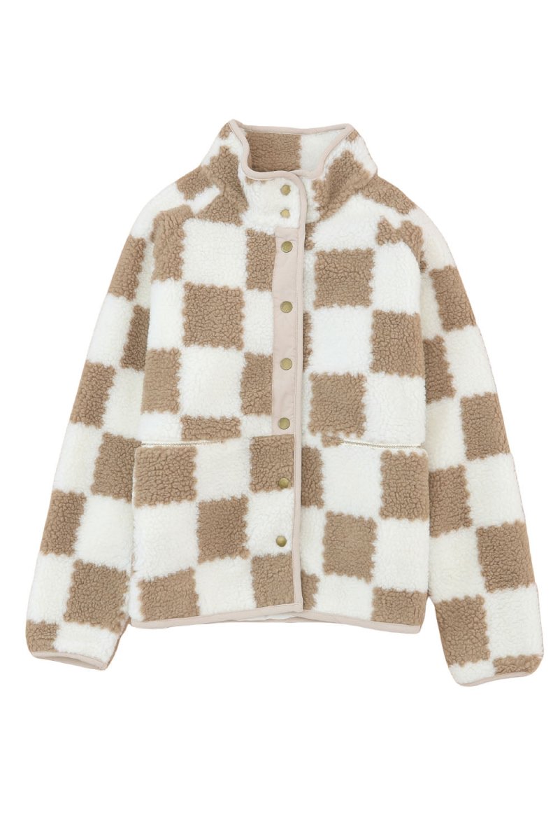 Checked Sherpa Women Jacket - Klazzi Fashion Boutique