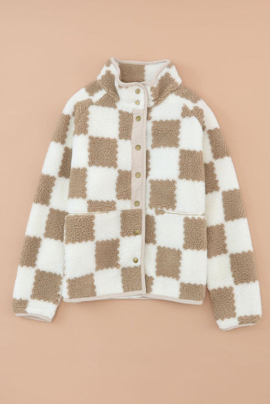 Checked Sherpa Women Jacket - Klazzi Fashion Boutique