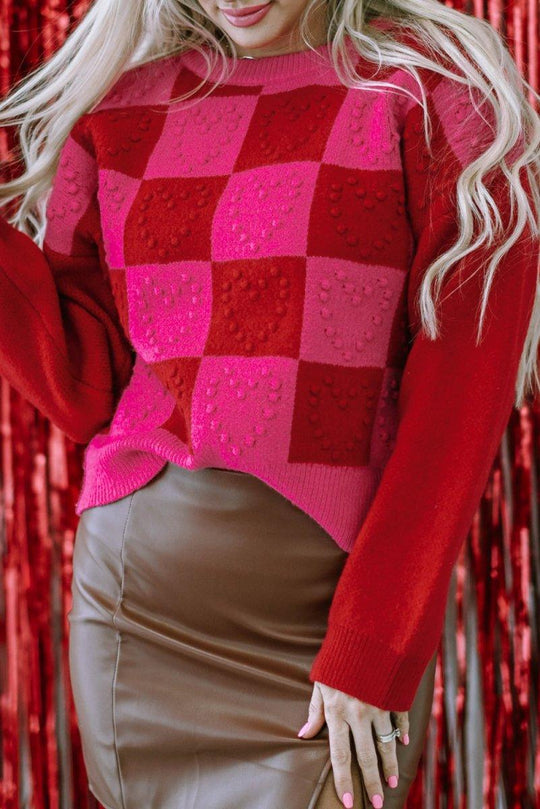 Checkered Hearts Valentine Sweater - Klazzi Fashion Boutique