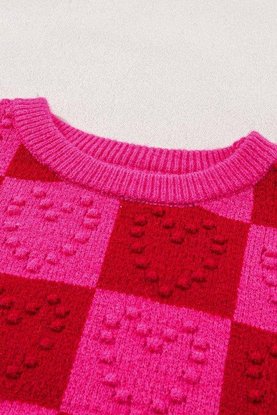 Checkered Hearts Valentine Sweater - Klazzi Fashion Boutique